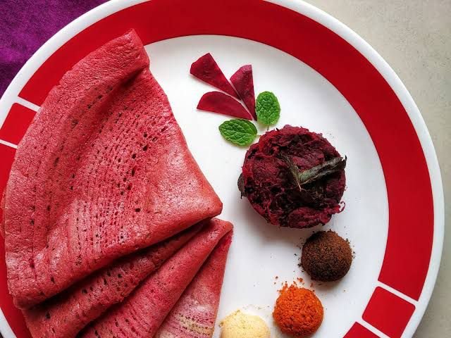 Beetroot Masala Dosa